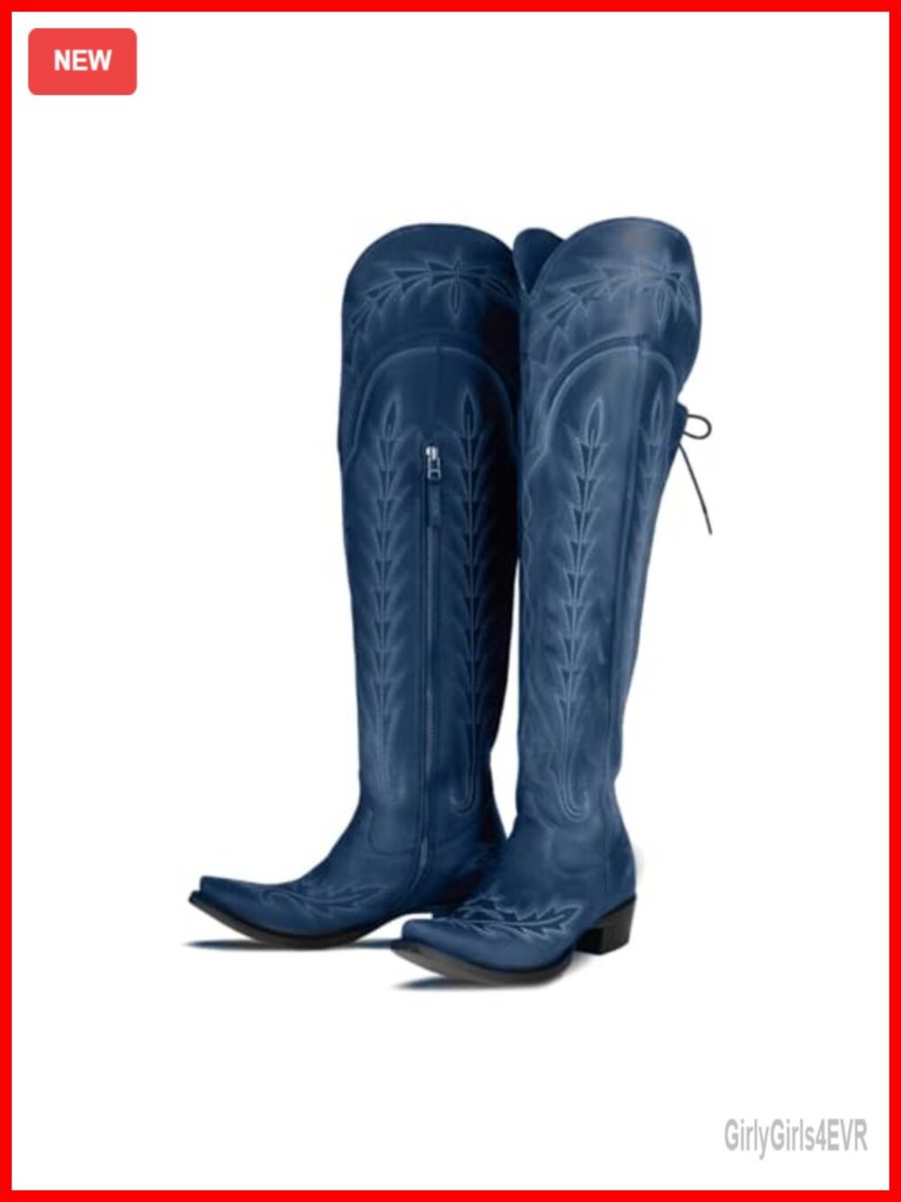 Atuelang Cowgirl Thigh High Wide Calf Embroidered Over The Knee Boots